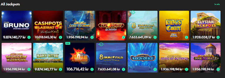 En bild som visar Bet365 jackpott slots av olika slag