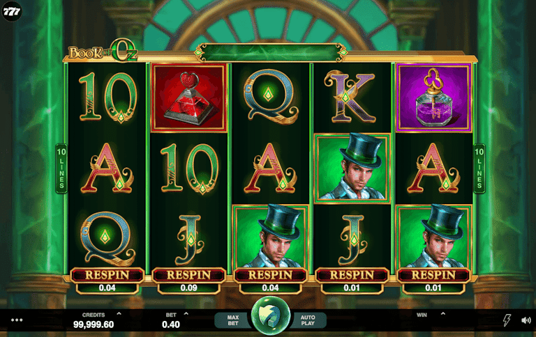 Spel på videosloten Book of Oz.