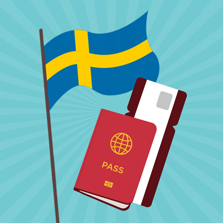 bild på ett pass och svensk flagga