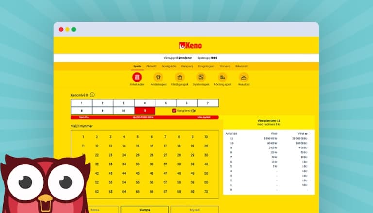 en bild på svenska spels kenospel