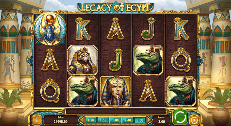 Spelplanen och dess visuella uppbyggnad i sloten Legacy of Egypt.