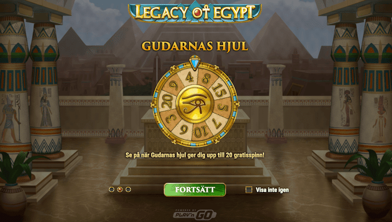 Startskärmen till sloten Legacy of Egypt.