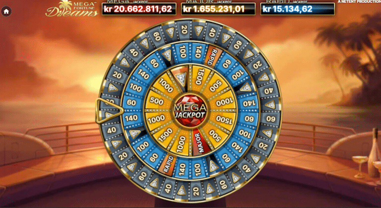 Bild som visar jackpotthjulet i Mega Fortune Dreams