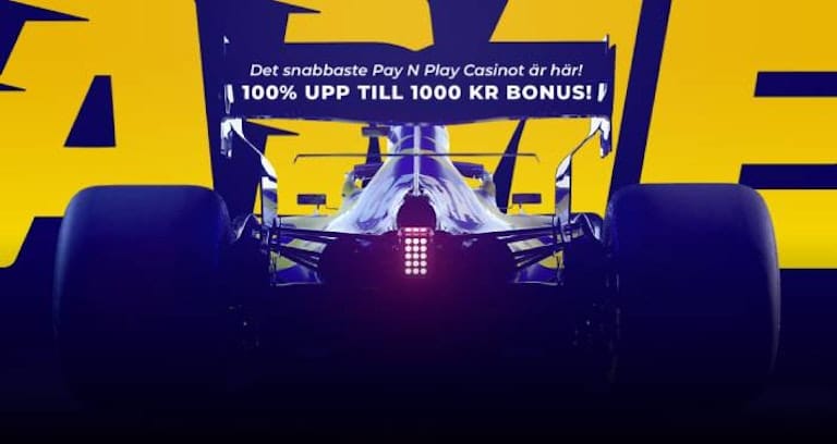 race casino bonus 100% upp till 1000% och en F1 bil