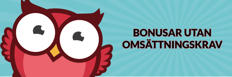 banner med text bonusar utan omsättningskrav