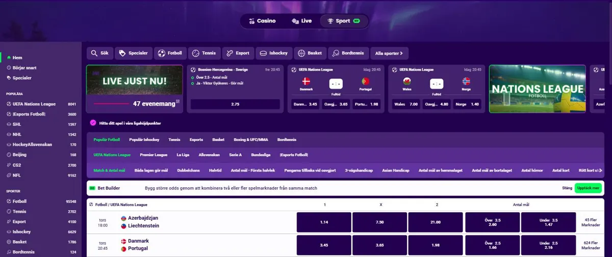 Flax Sport med UEFA Nations League och Bet Builder