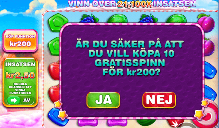 Bild som visar köp av specialfunktion i Sweet Bonanza slot