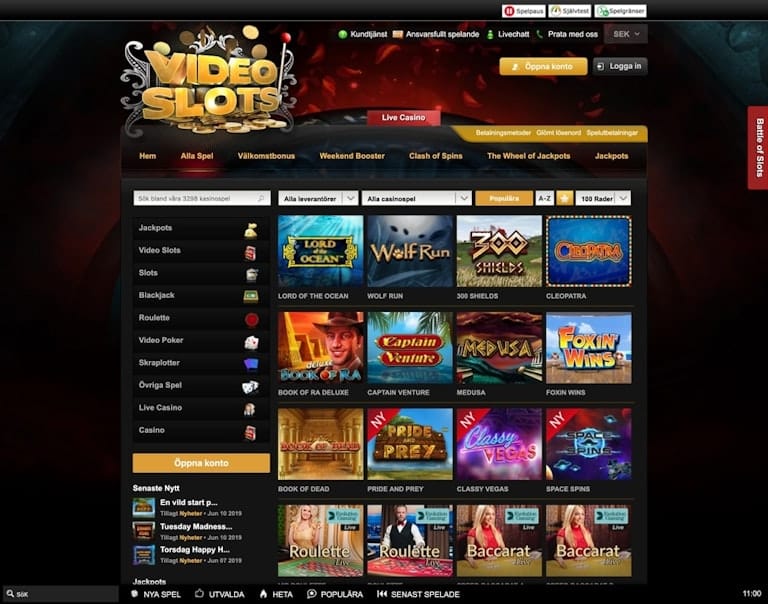 Videoslots bjuder på ett enormt spelutbud