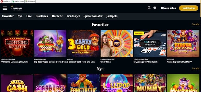 Startsida premier live casino